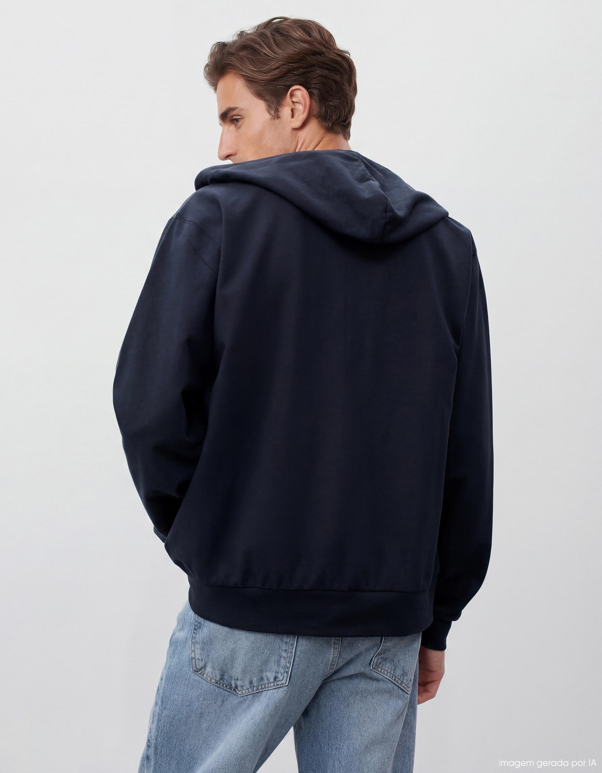 Casaco Jersey com Capuz, Azul Escuro