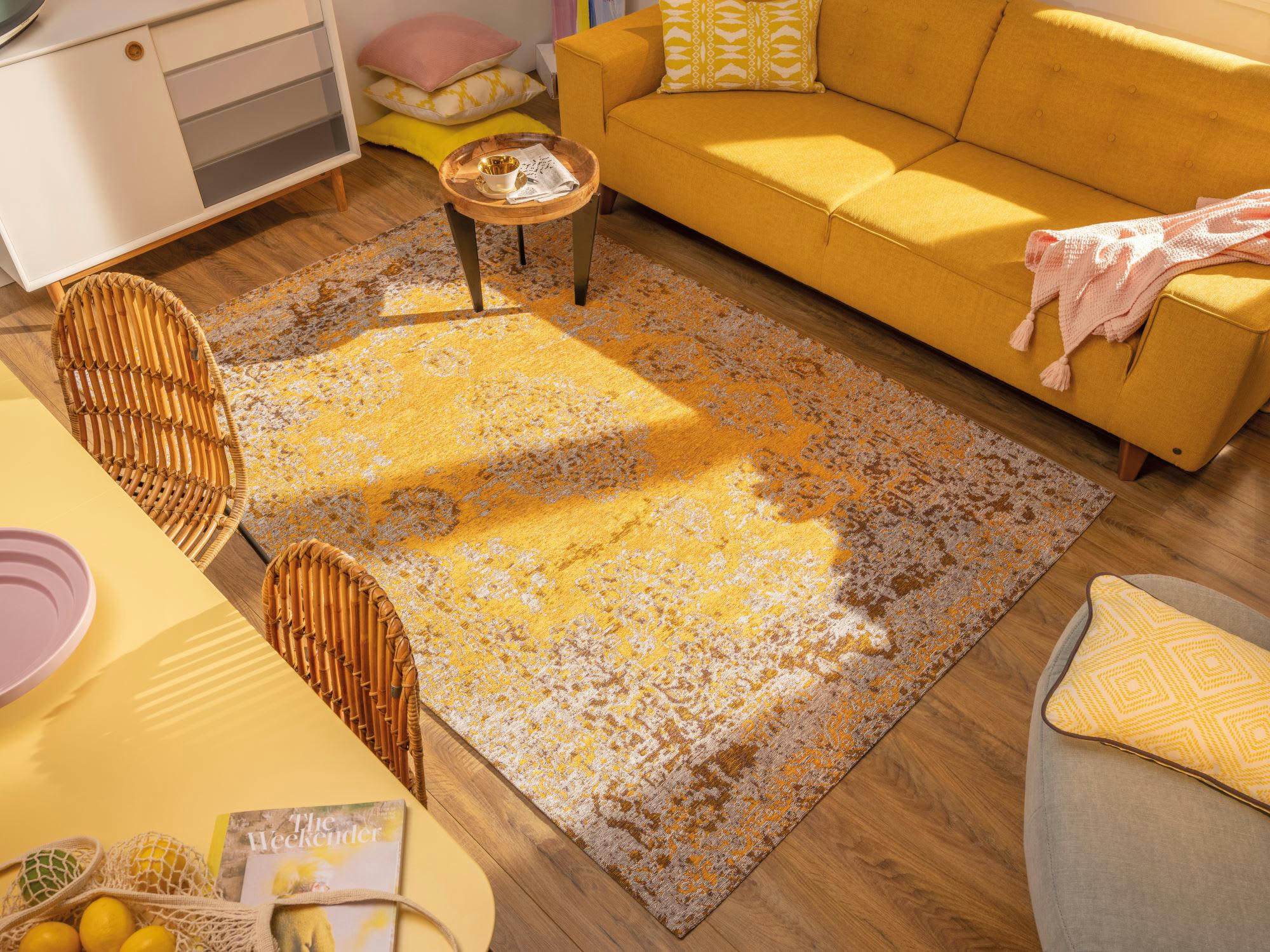 FUNKY ORIENT - Tapis d'orient vintage tissé plat or 155x235 cm