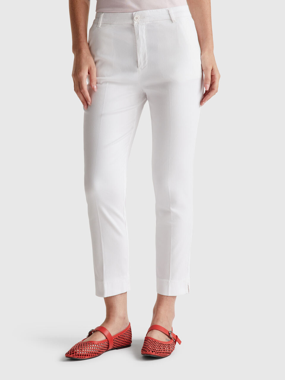 Cropped chinos in stretch cotton