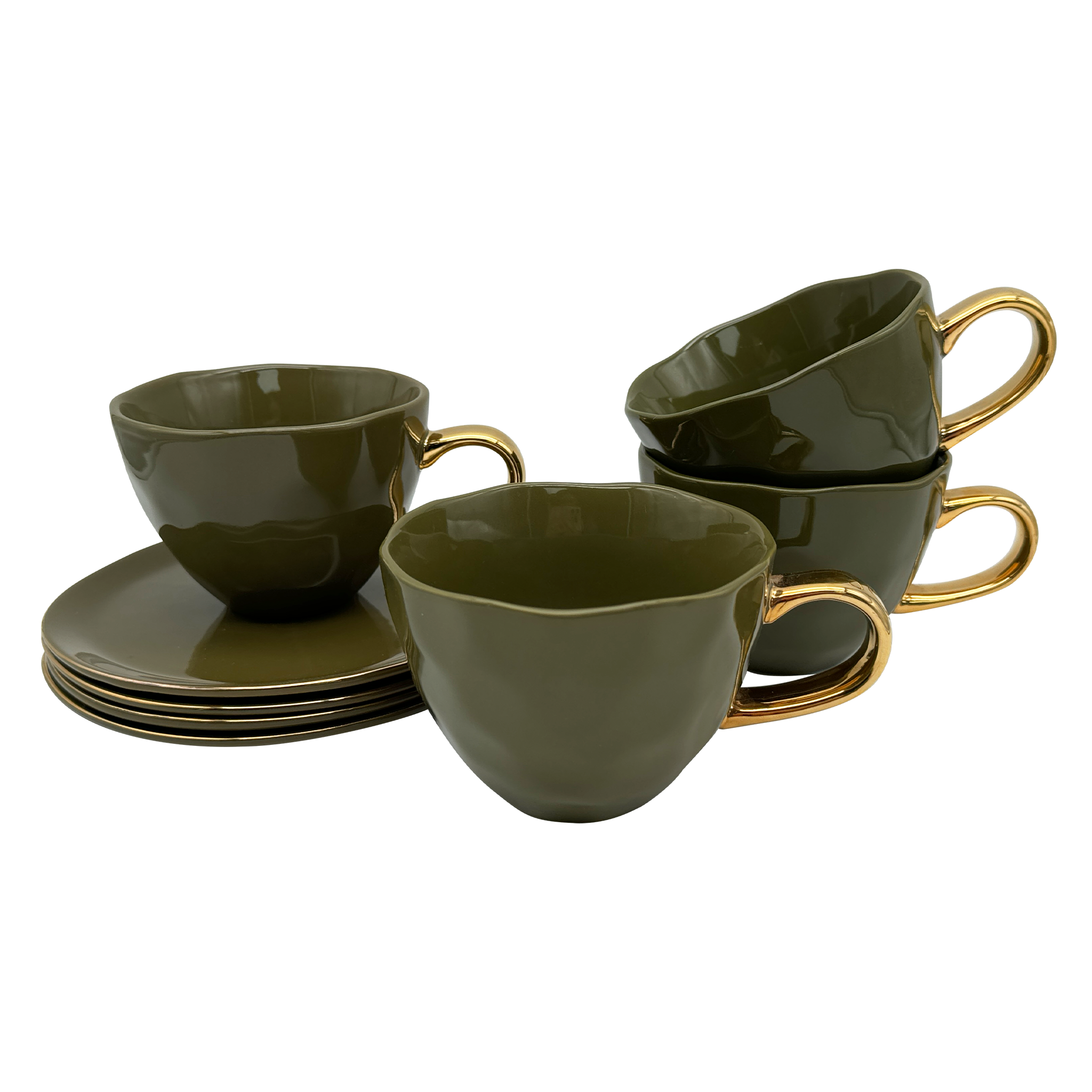 Urban Nature Culture Good Morning serviesset cappuccino/tea kopje met bord 17cm - Fir Green - 8-delig