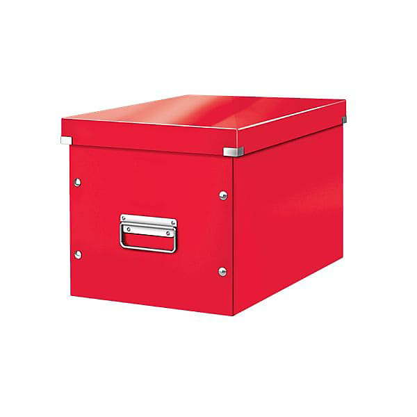 Cube de rangement en Carton avec couvercle Grand Format L - Rouge