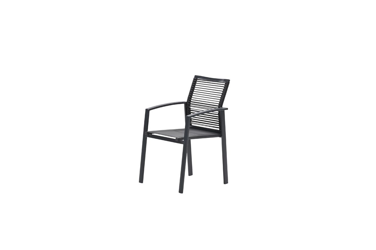 Cosmo dining fauteuil - rope donkergrijs - gevuld textileen