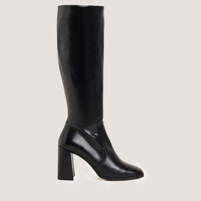 Bottes à hauts talonsen cuir vieilli noir | VAUBY