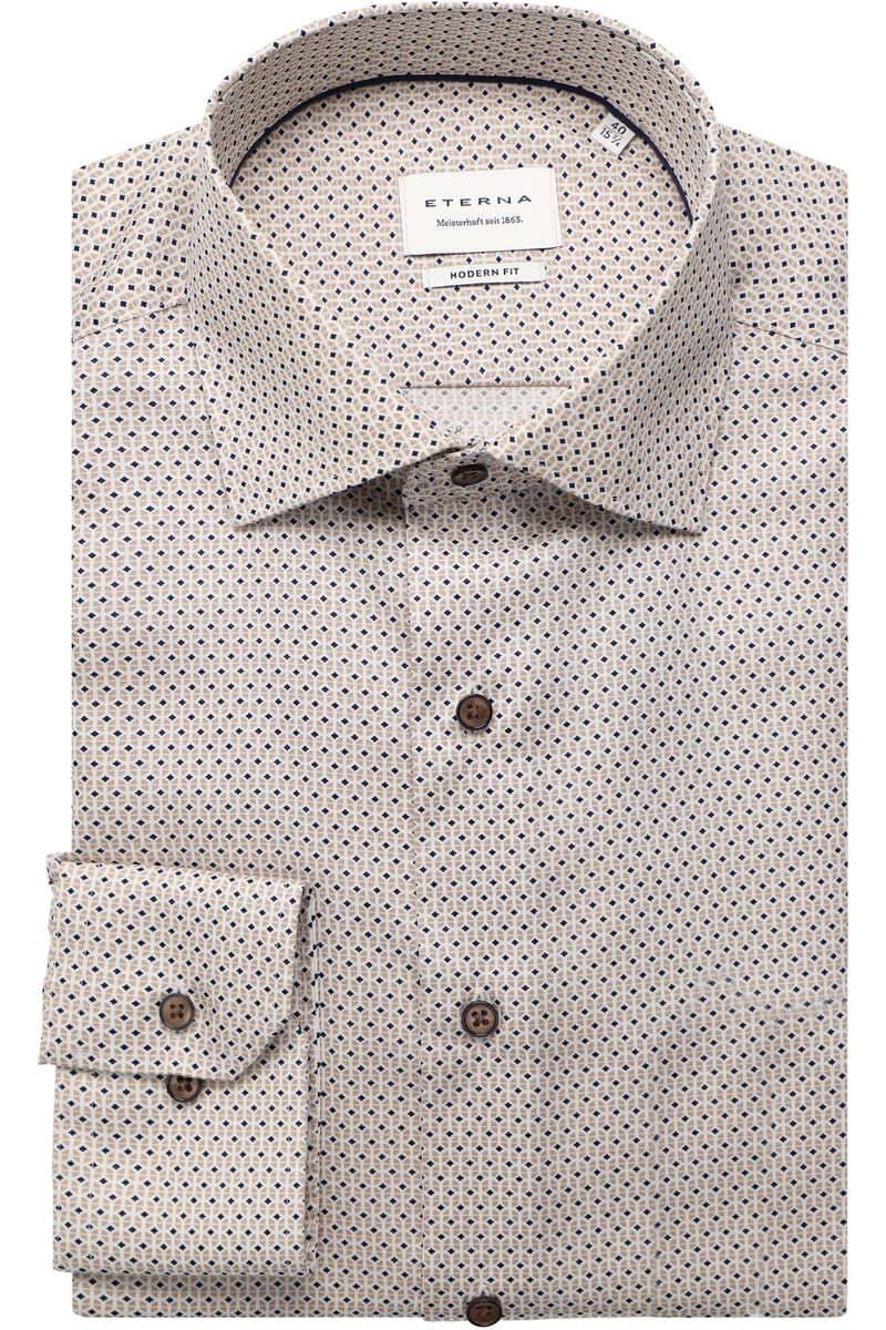 ETERNA Modern Fit Hemd beige/braun, Bedruckt