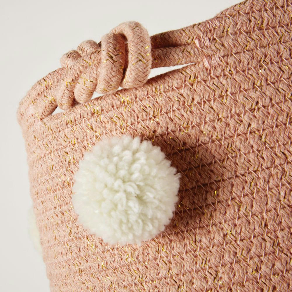 SUZON - Panier rose pompons multicolores