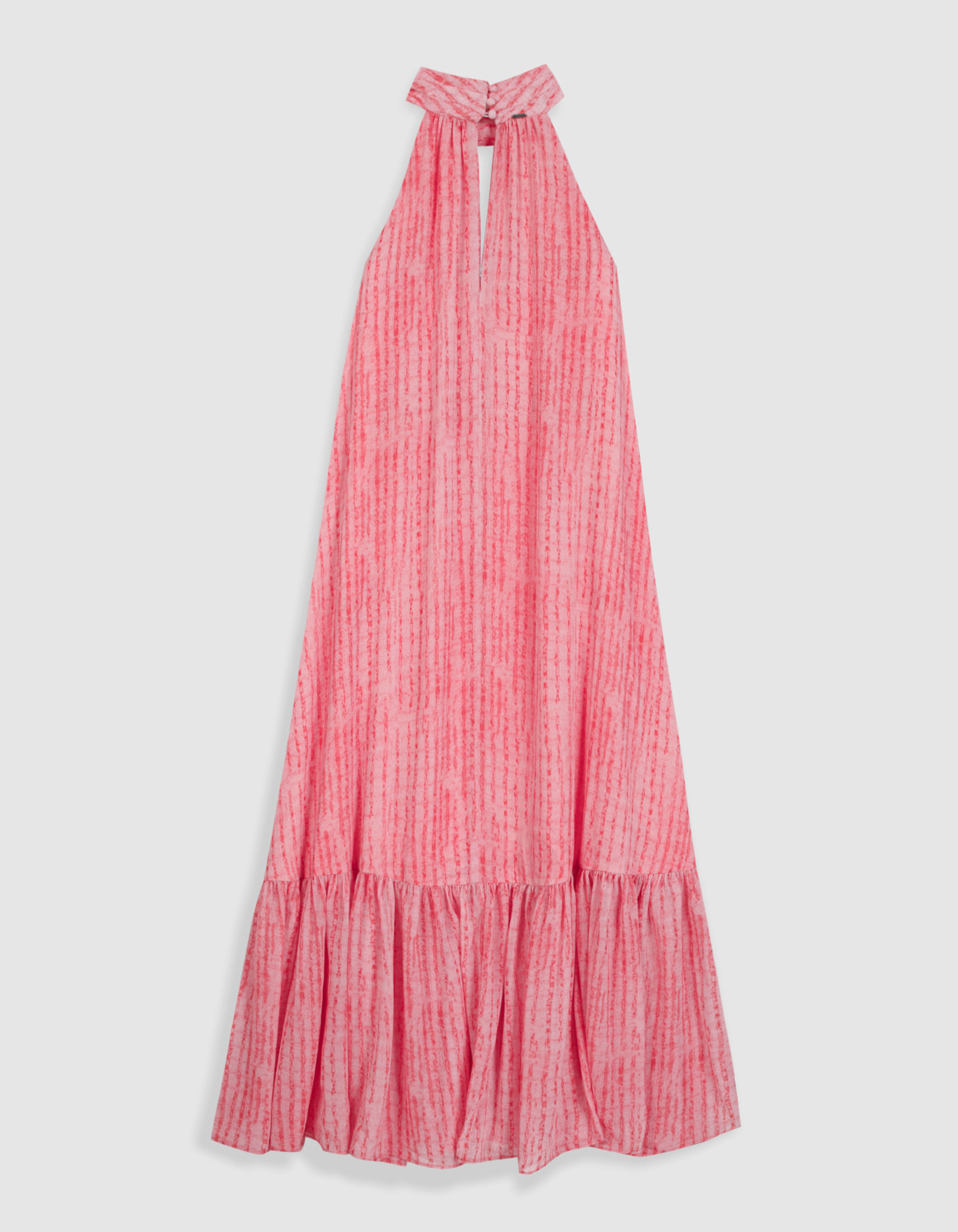 Robe longue rose motif rayures floues Femme