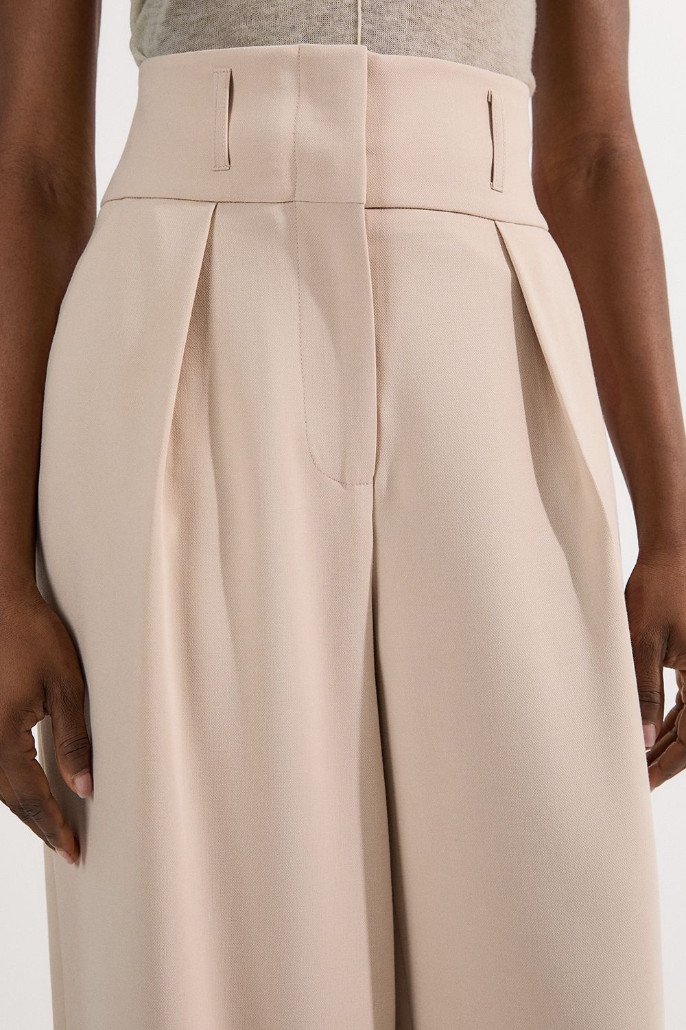 KarenMillen Compact Stretch Essential Tailored High Waist Wide Leg Trouser