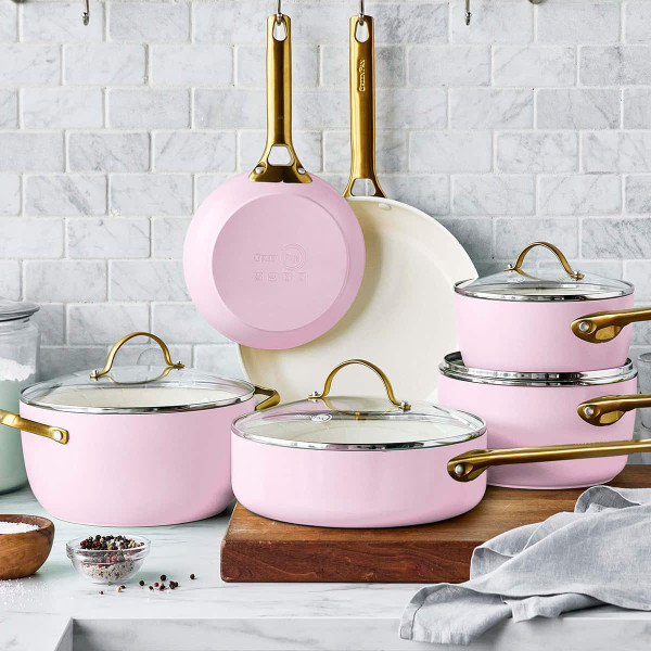 GreenPan Zestaw garnków i patelni Padova Reserve 10 elementów quartz pink
