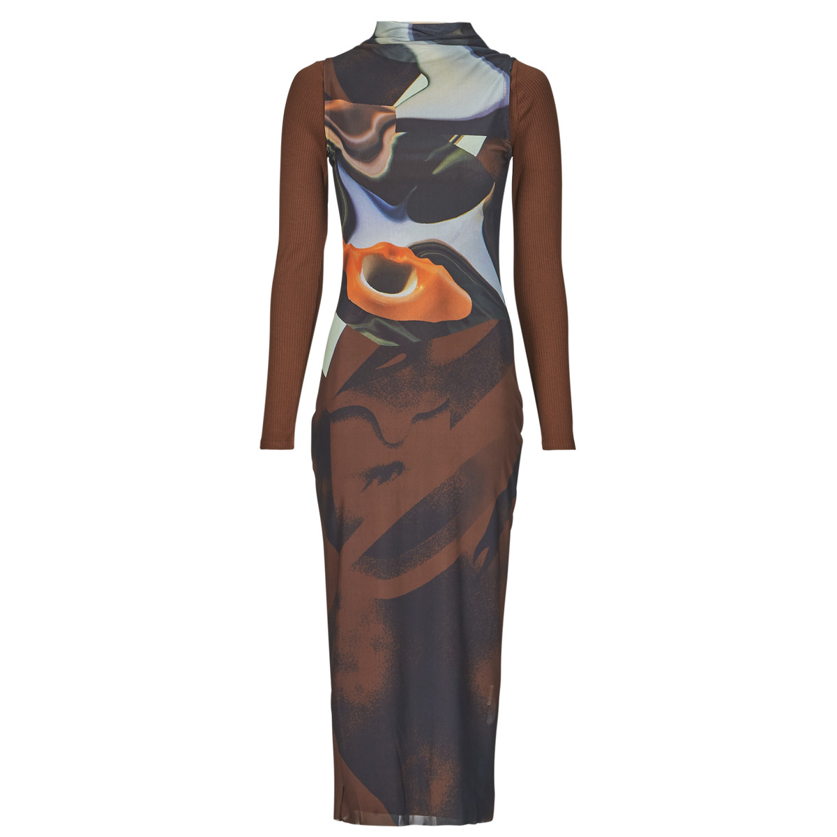 Desigual - VEST LINCOLN - Black / Brown / Orange