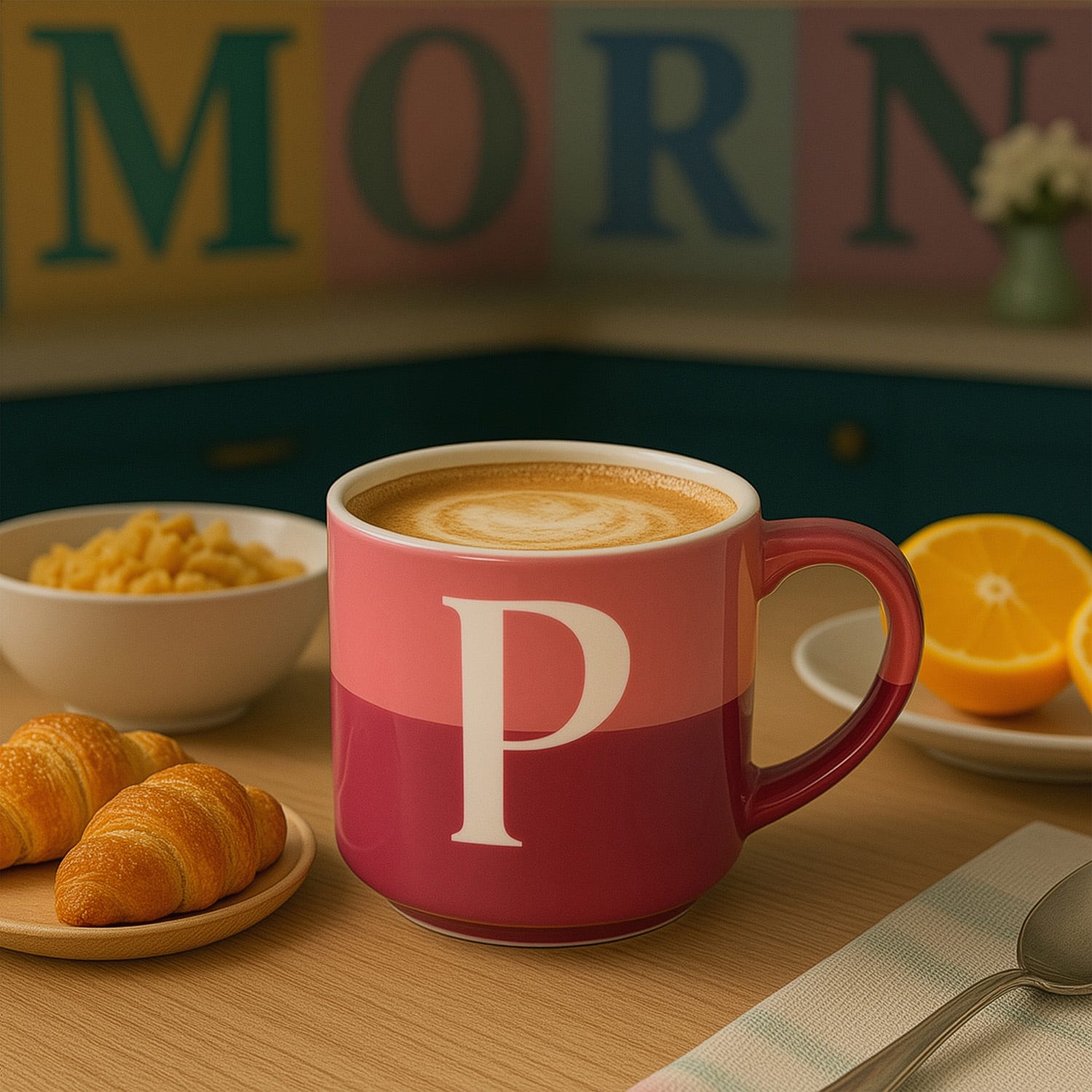 Tazza lettera P rosa 400 ml Blend Collection