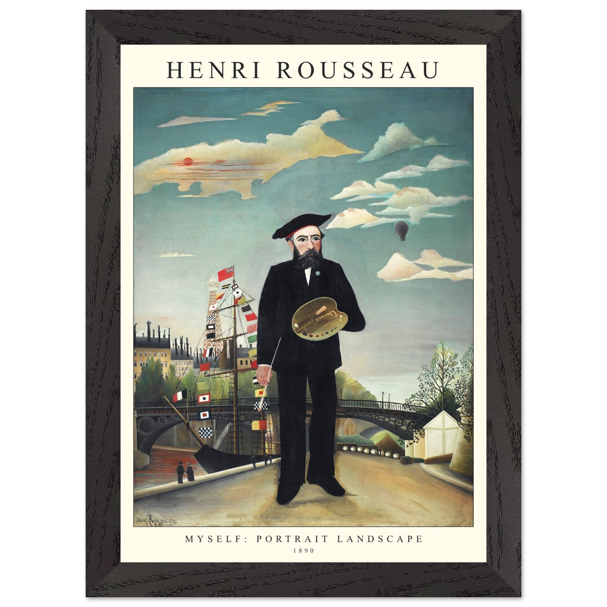 Artfulprints Poster met Lijst Henri Rousseau - Portrait landscape  - A4 21x29.7 cm - Blauw