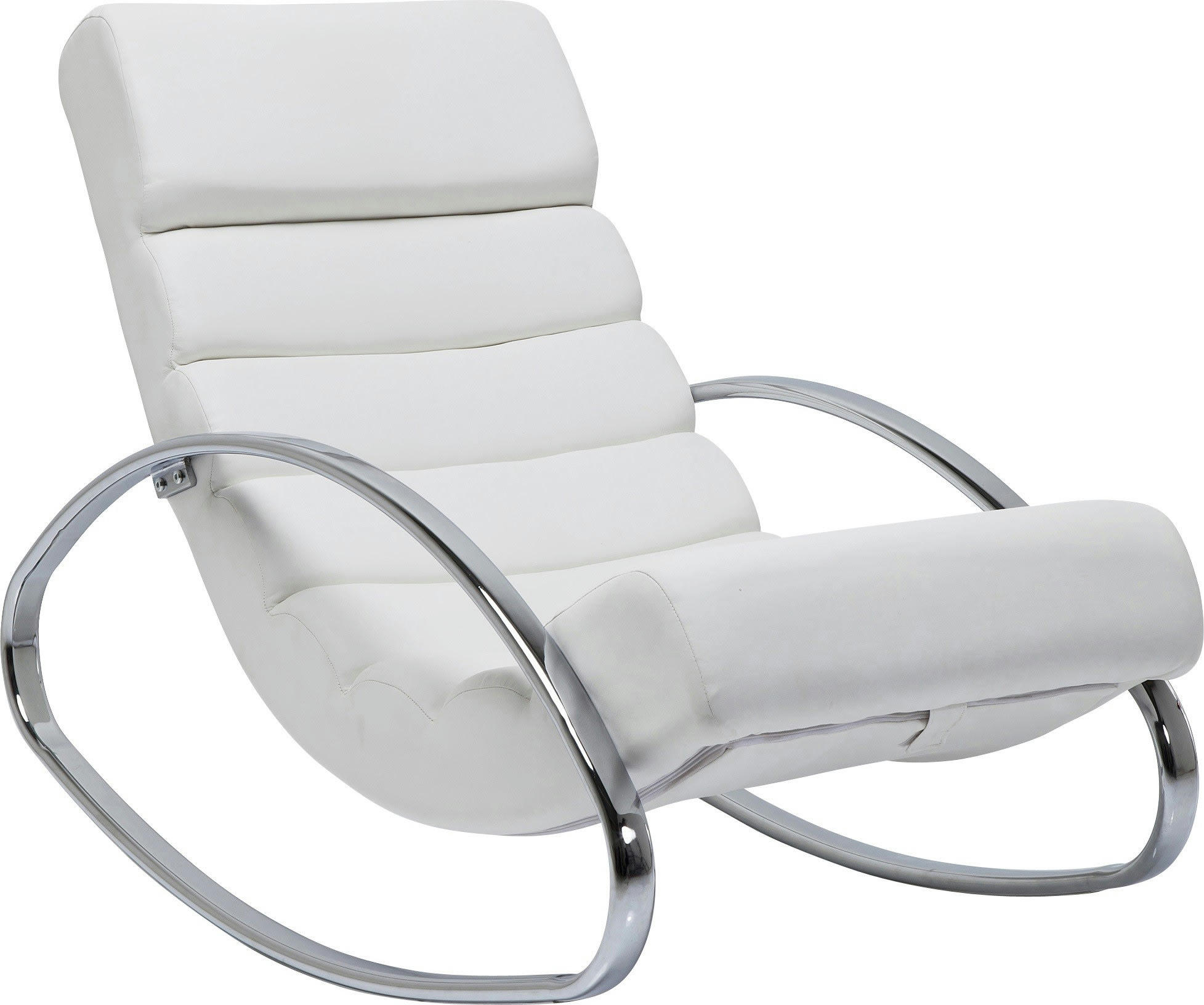 MANHATTAN - Fauteuil à bascule blanc et acier chromé
