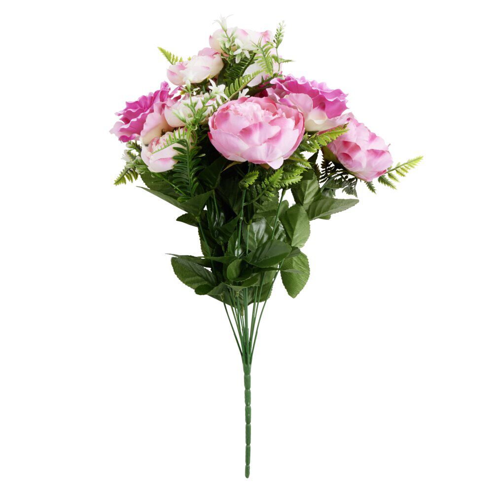 Bouquet fleurs artificielles pivoine/rose/renoncule 13 tiges H56cm
