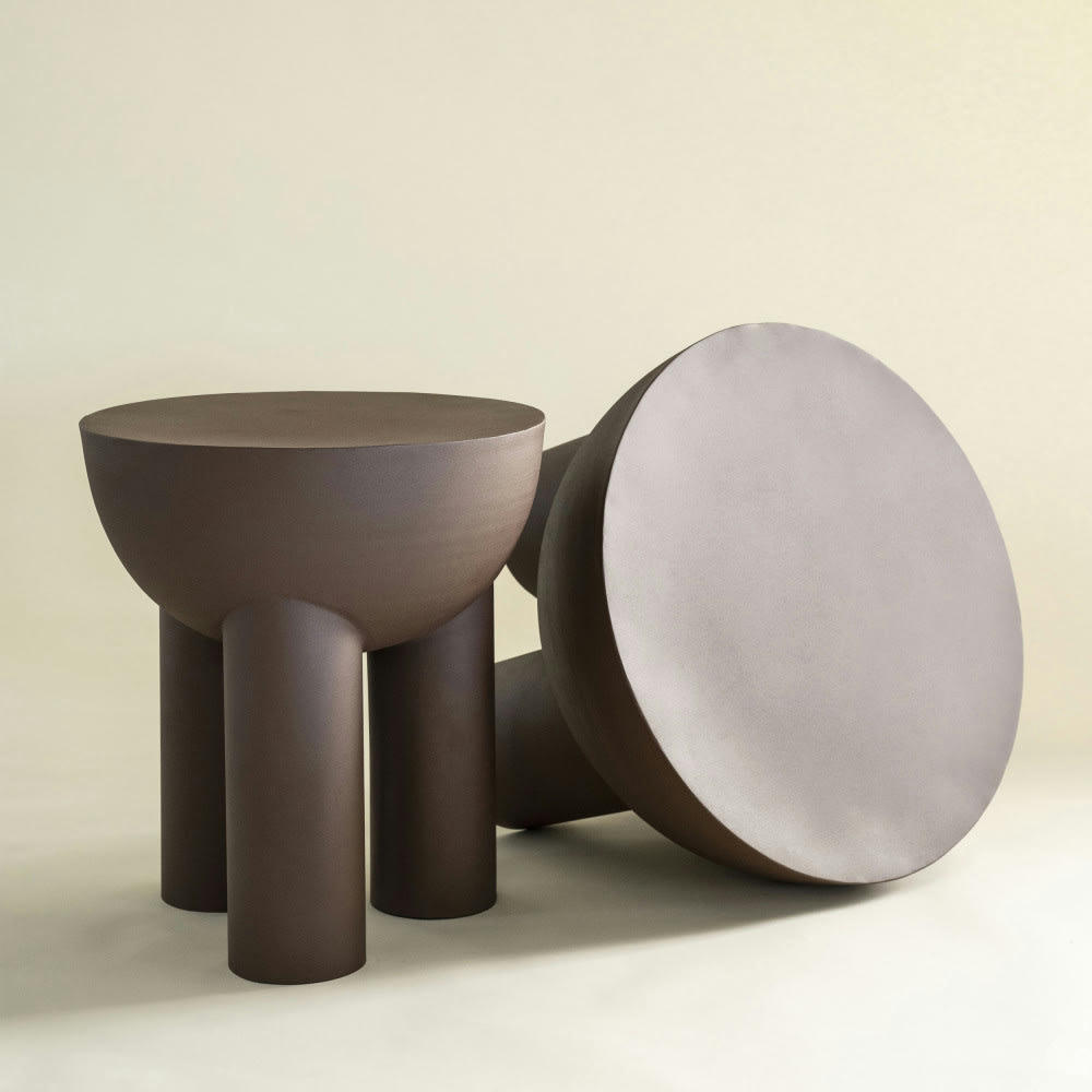 OLLIE - Table d'appoint en métal D59cm marron