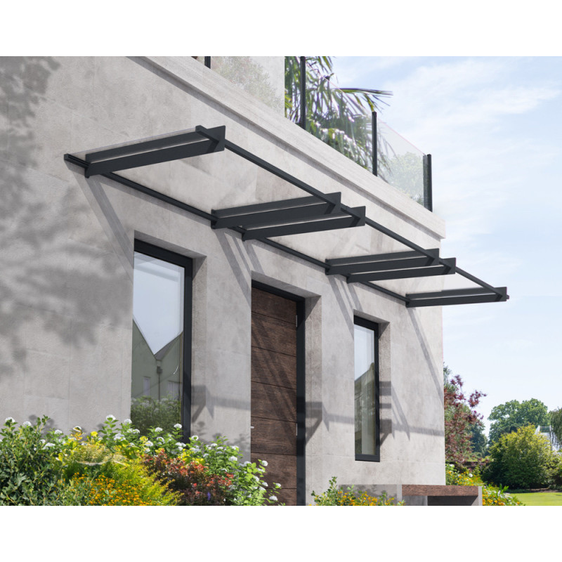 Marquise de porte Nancy gris foncé 452 x 94 cm CANOPIA