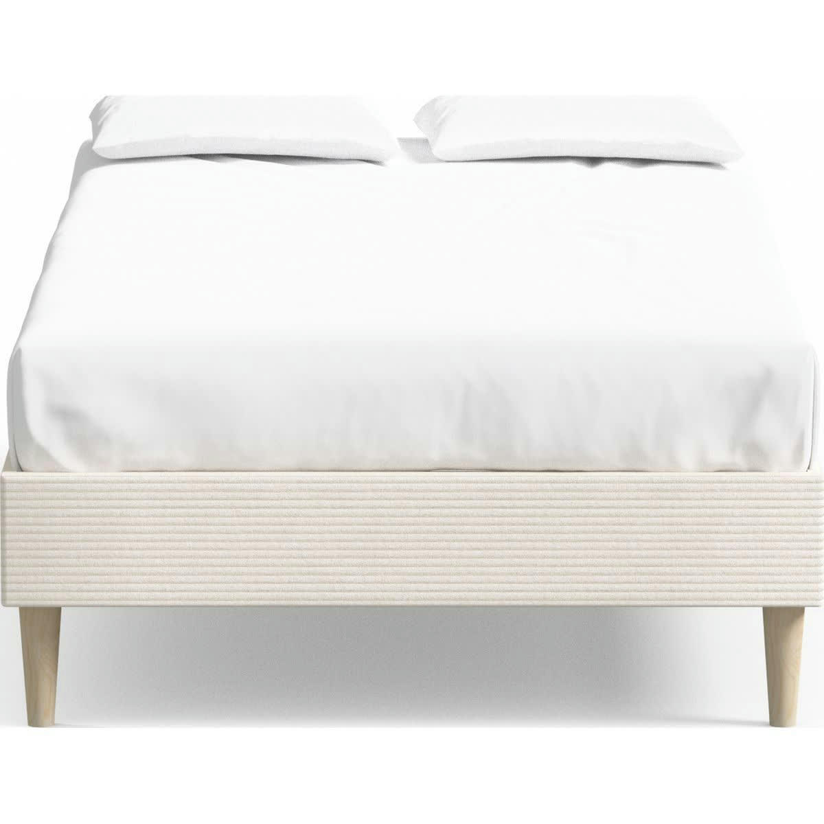 DINA - Lit adulte 90x190 cm en velours côtelé beige