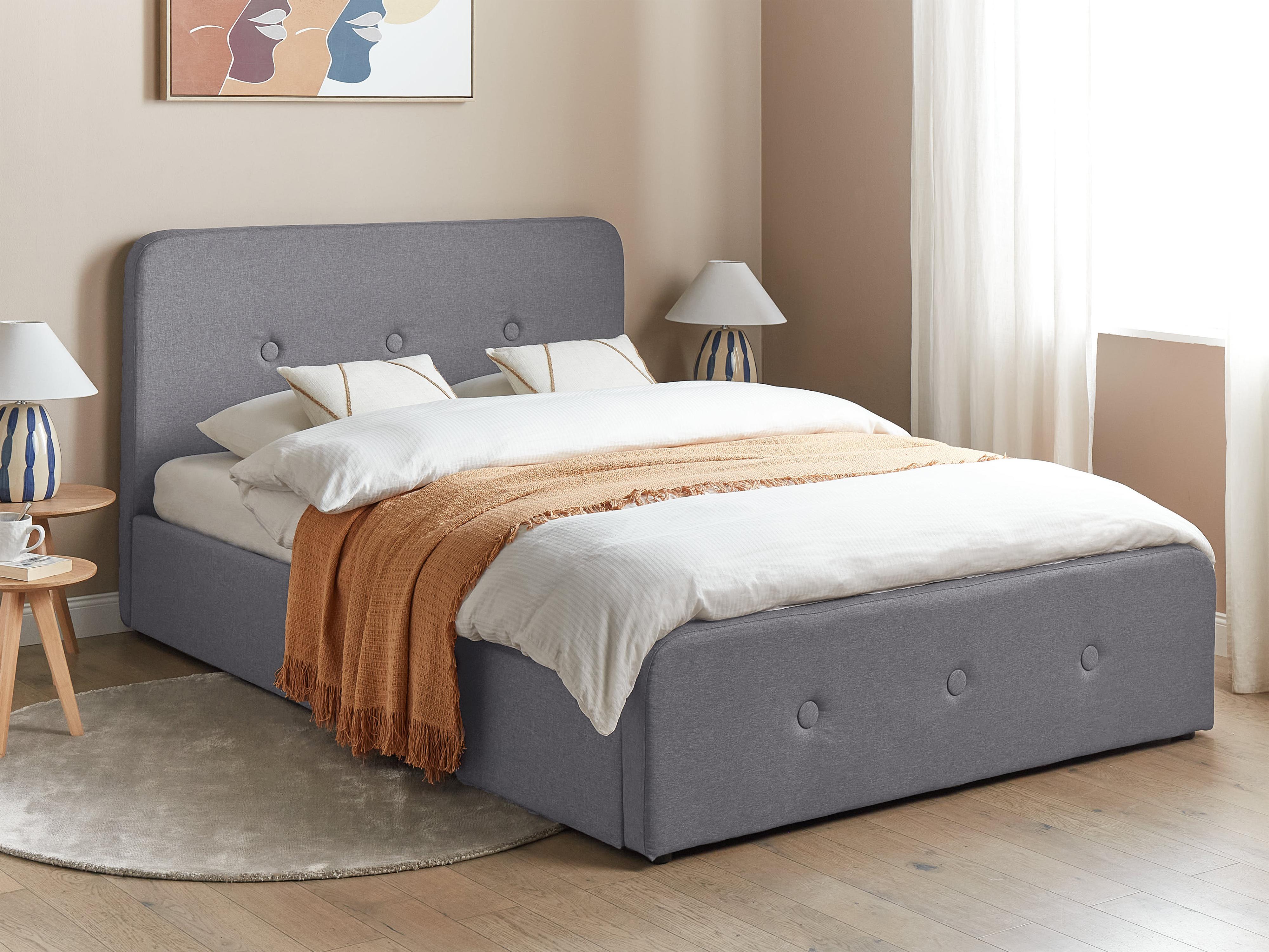 Ottoman Bed Fabric RENNES 140 x 200 cm (EU Double) Dark Grey