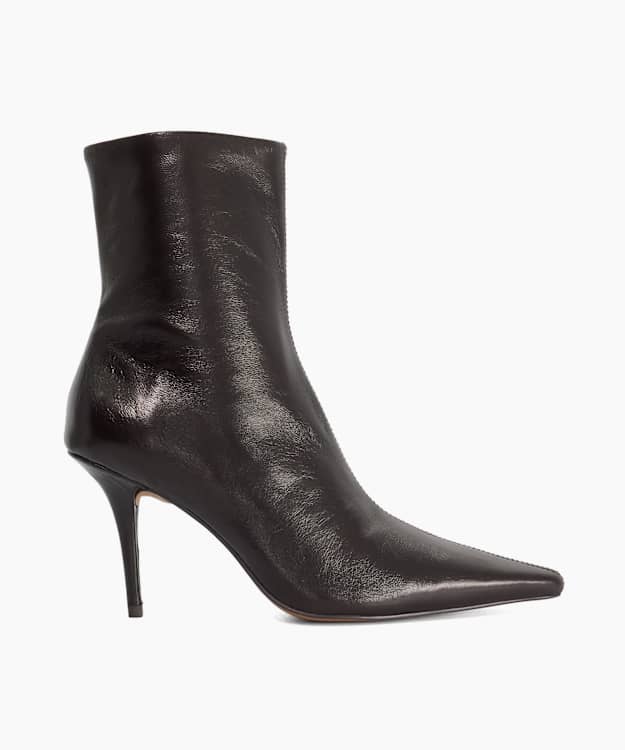 Omara Dark Brown - Leather Heeled Ankle Boots