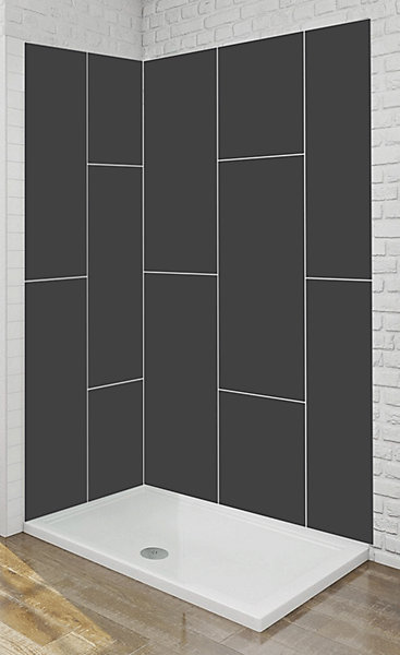 Panneau mural Alu Douche Salle de Bain GRIS GRAPHITE MAT CARREAUX XL 120 cm x 210 cm