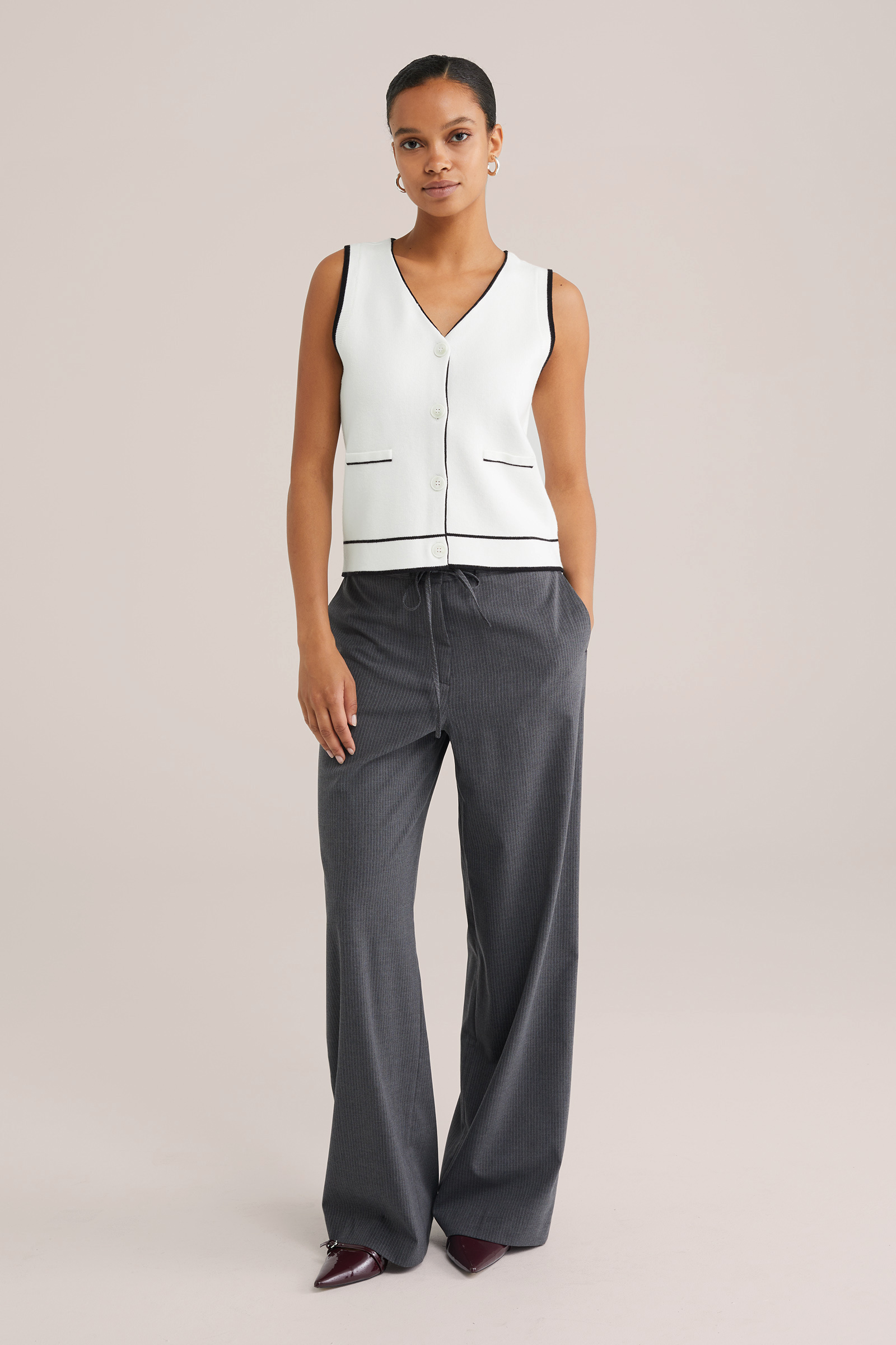 Dames Gebreid gilet met contrast