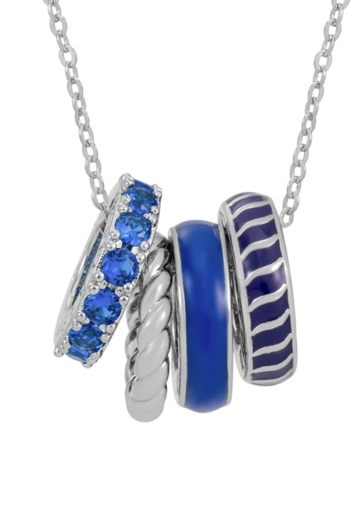 Halo Night Blue Pendant Silver Necklace