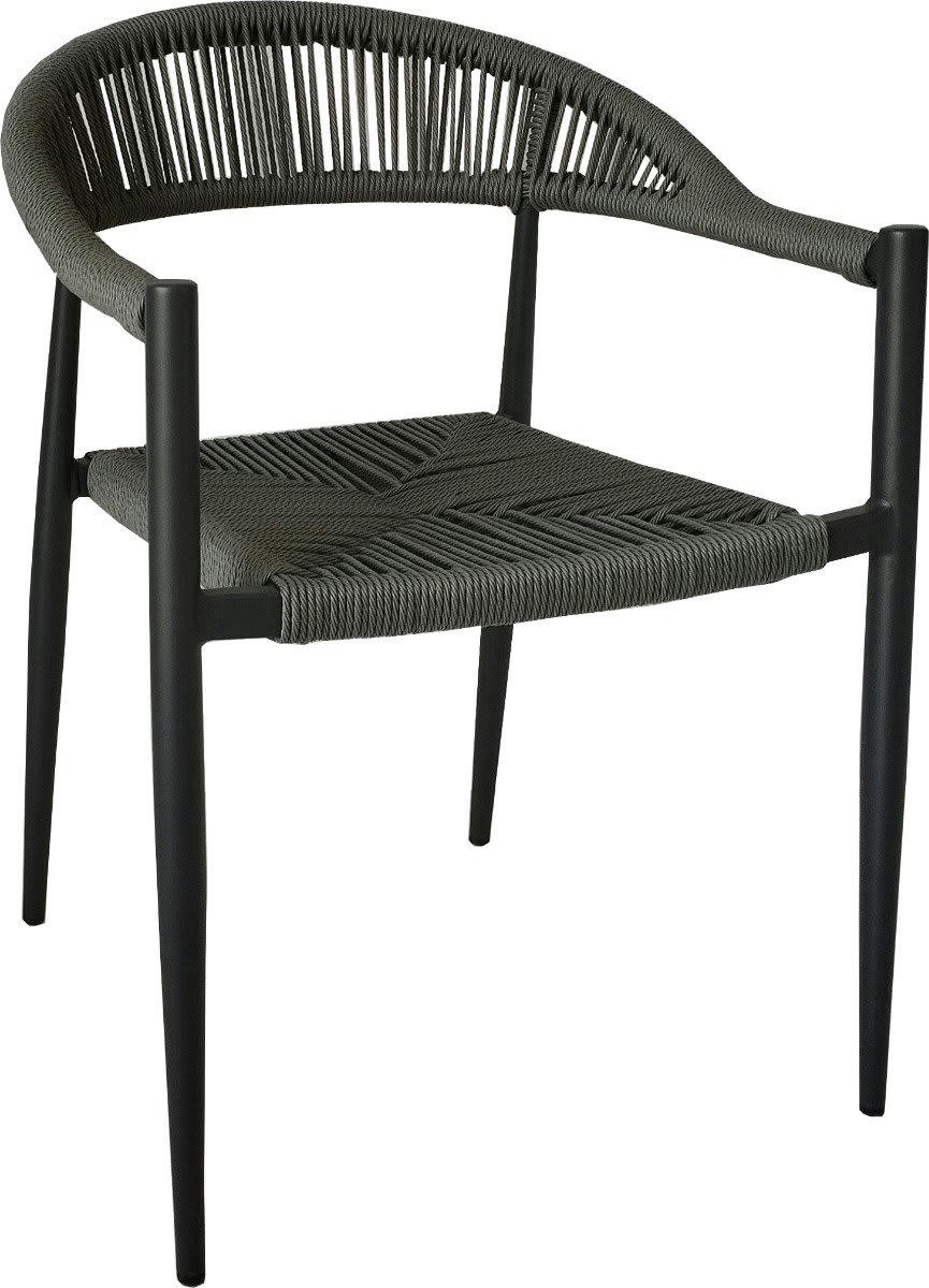 CASAMANCE - Fauteuil alu anthracite et corde tressée grise