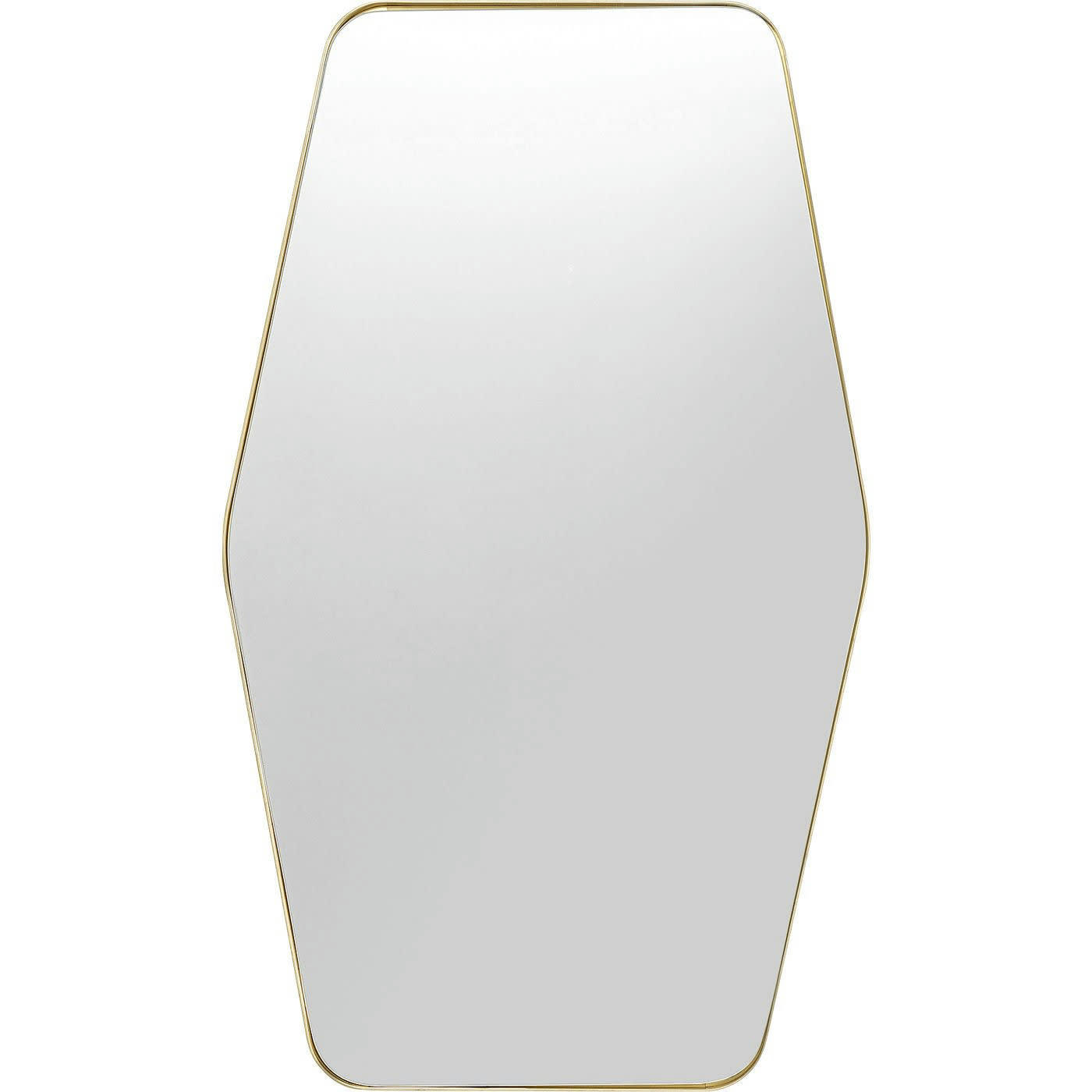 CURVE - Miroir hexagonal en acier doré 95x64