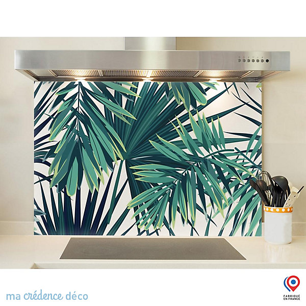 Crédence cuisine fond de hotte Dessin végétation 4 - Verre trempé - L 70 cm x H 60 cm - MaCrédenceDéco
