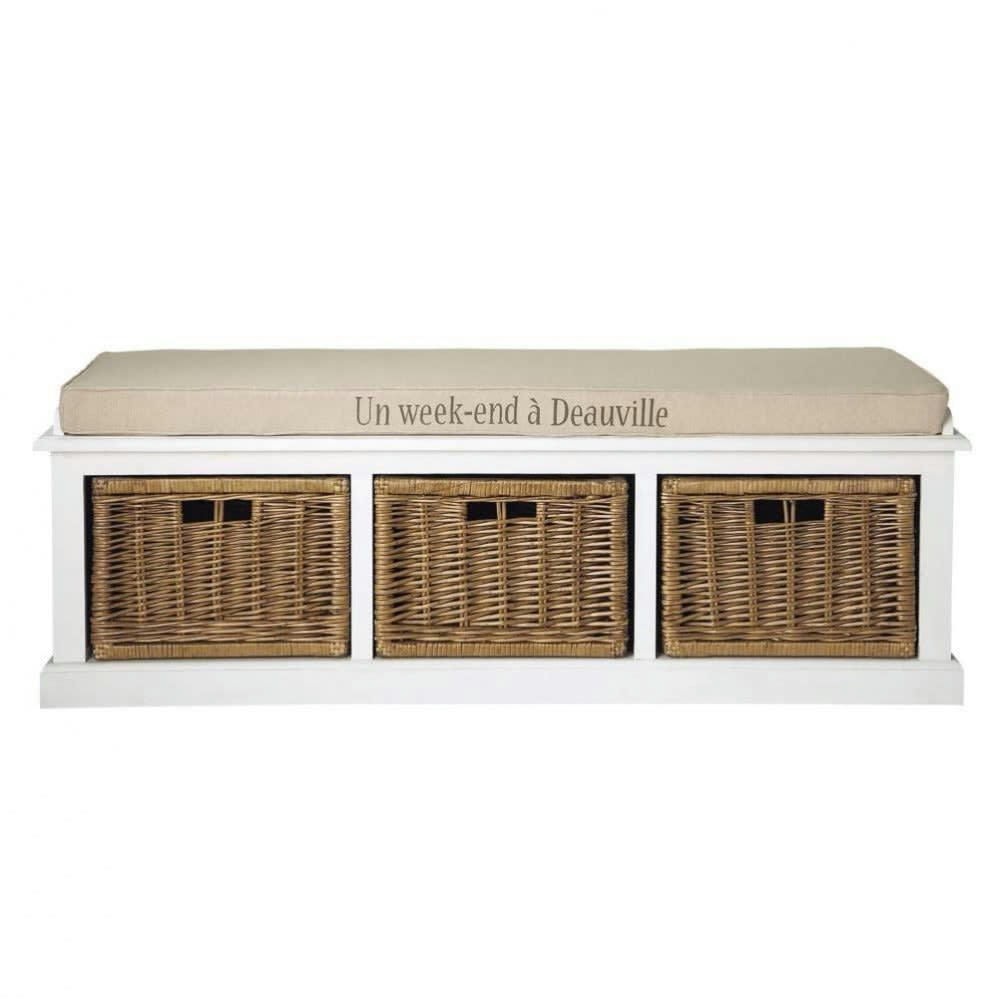 Comptoir des épices - Banc de rangement 3 compartiments blanc