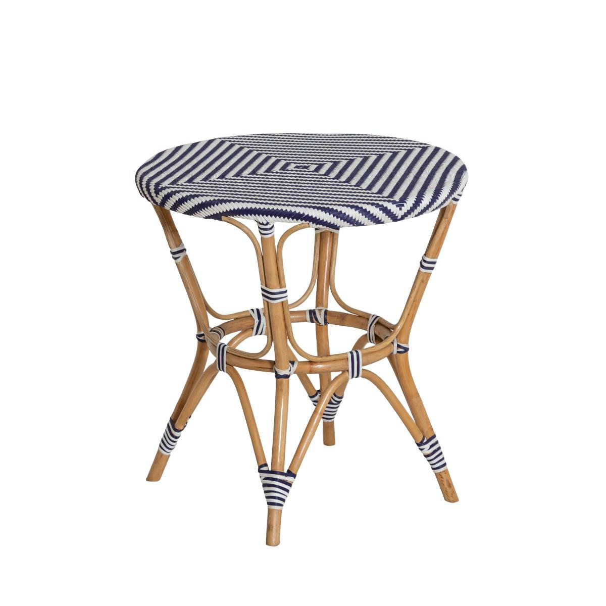 ELYNNE - Table à manger en rotin bleu 71 cm