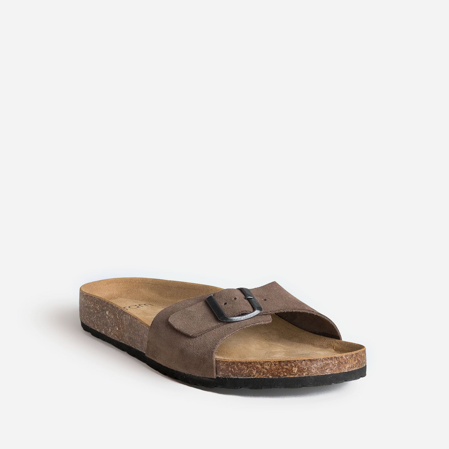 Mule anatomique marron cuir velours