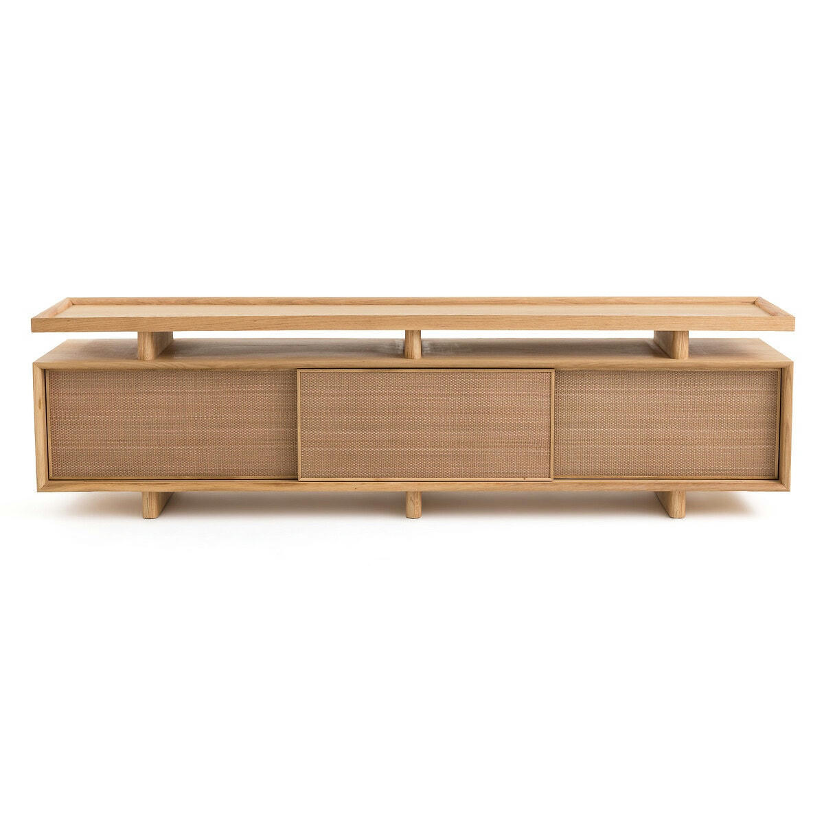 Meuble TV enfilade chêne/cuir, Propono