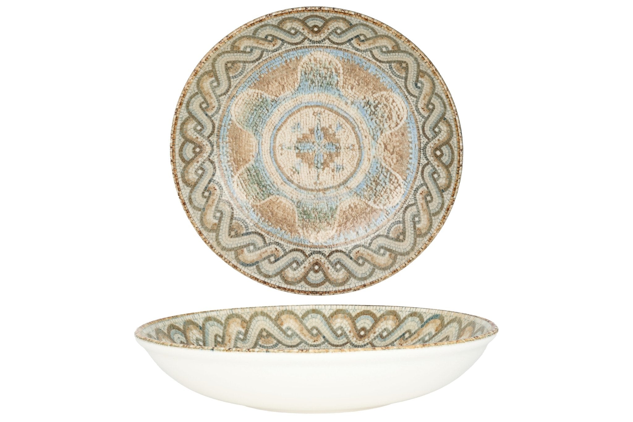 Rinart Diep bord - Celest - Porselein - 25 cm (1200cc) - set van 6