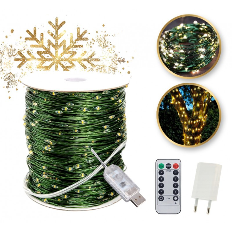 Zewnętrzne lampki choinkowe 500 LED 50m, barwa ciepła biała