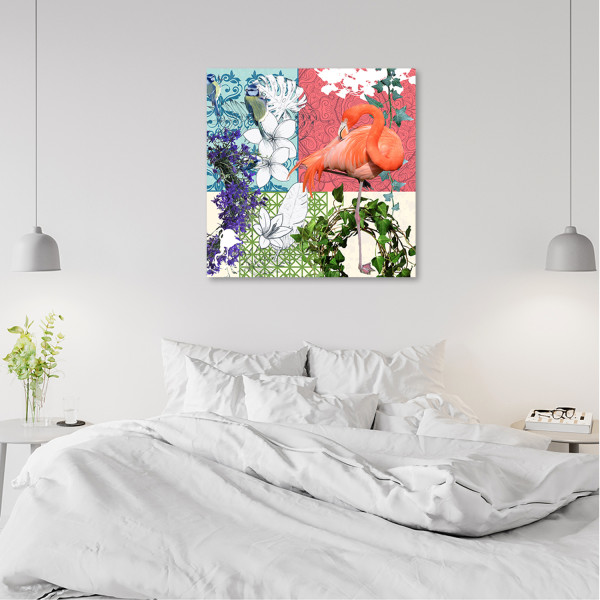Feeby Obraz, Flaming i ptaki kolaż 30x30