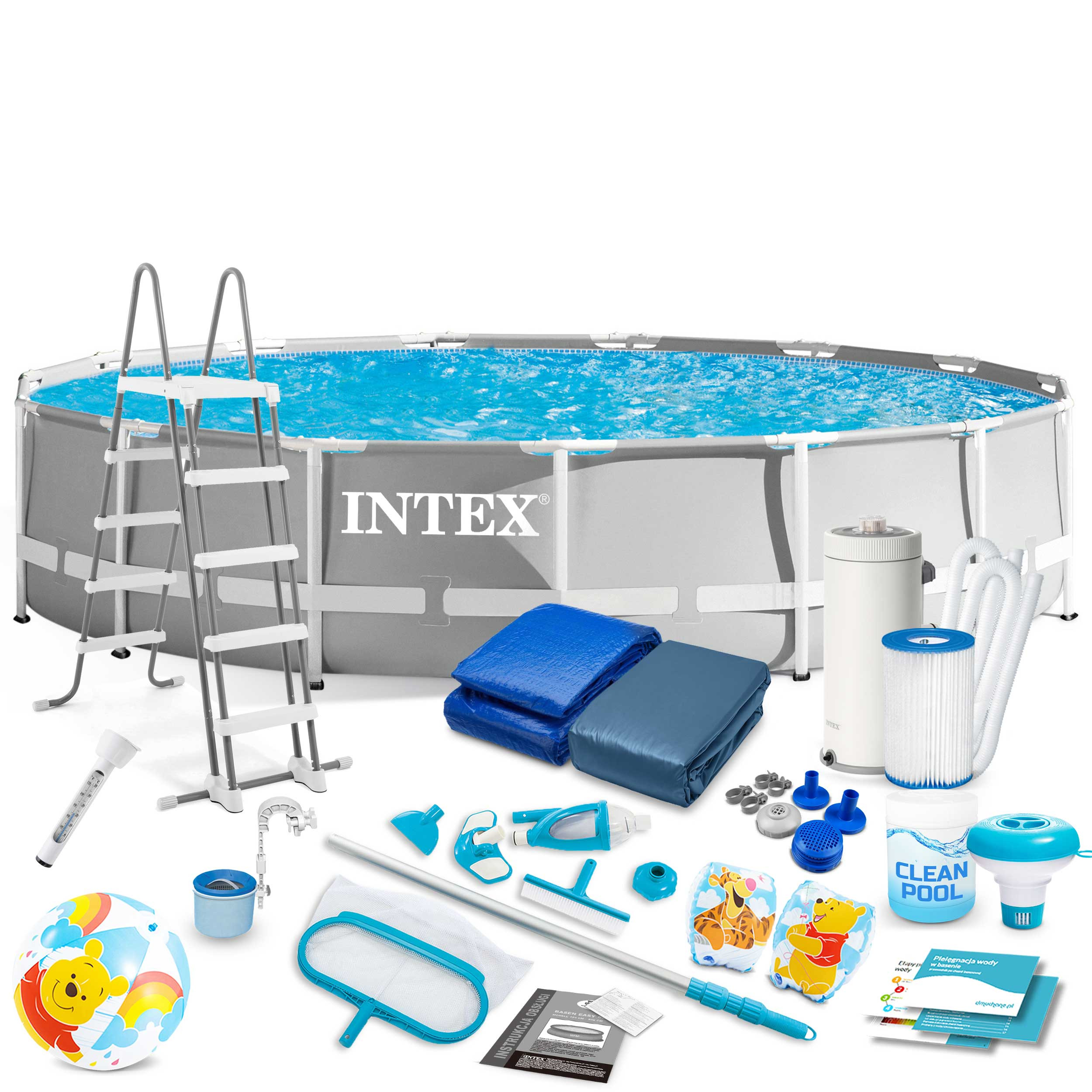 Basen ogrodowy stelażowy 457x107cm Intex zestaw 21w1