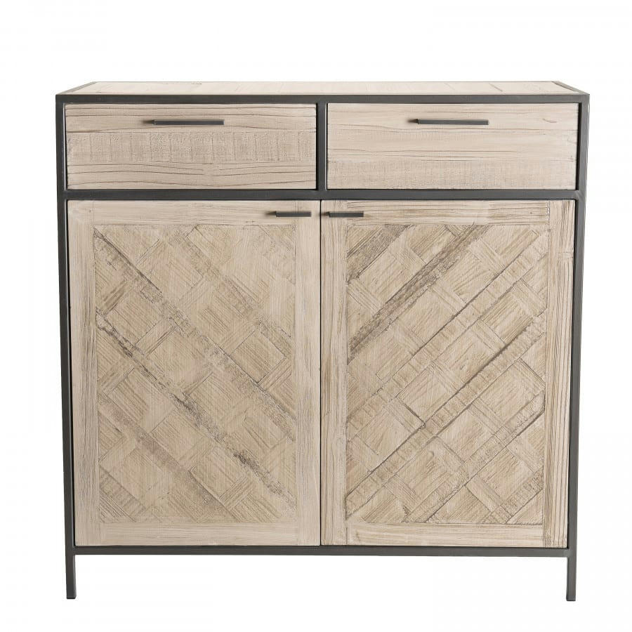 CLEMENCE - Buffet 2 portes 2 tiroirs bois sapin et métal