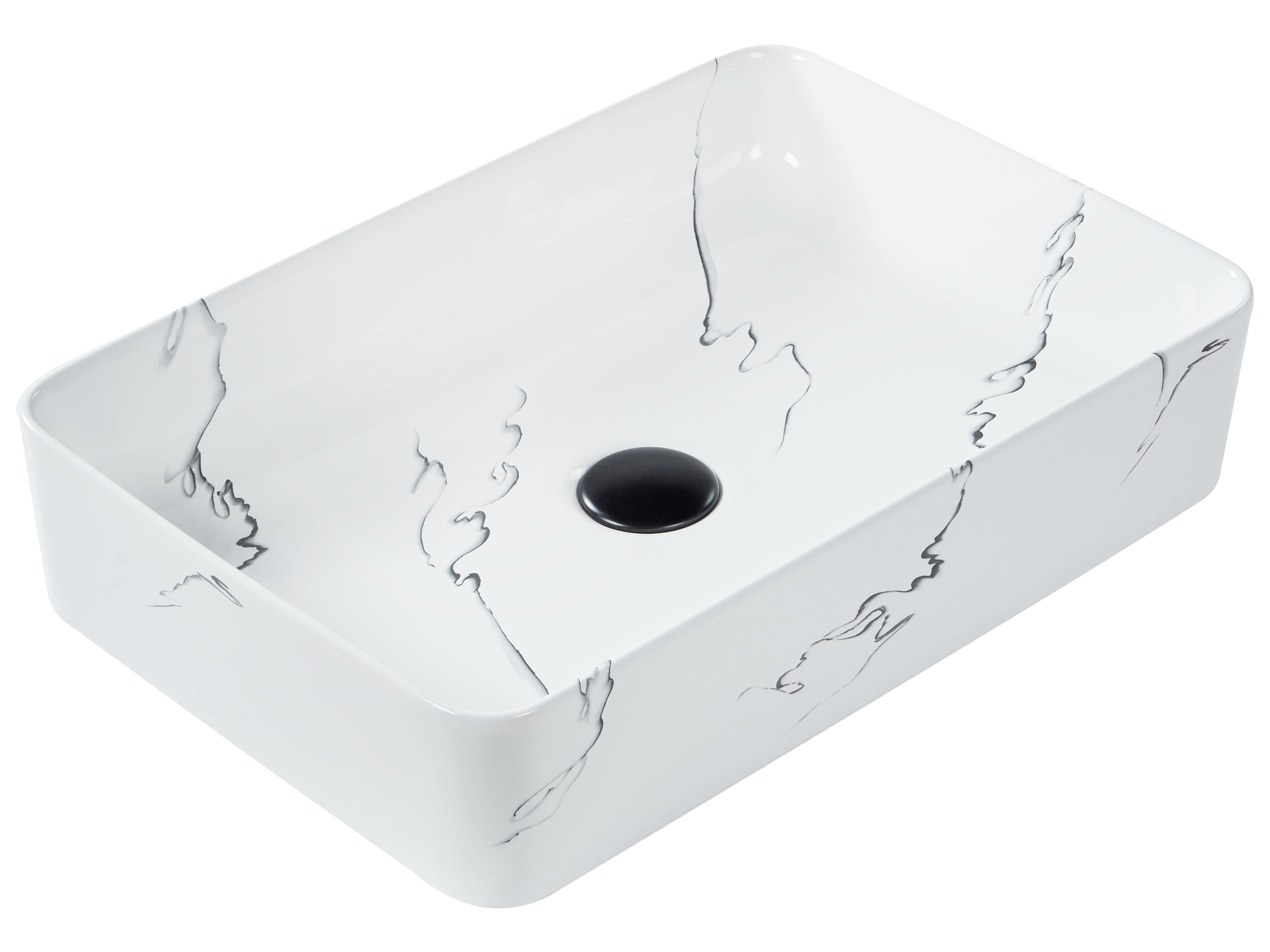 Countertop Basin HOPI 510 x 340 mm Ceramic White Marble