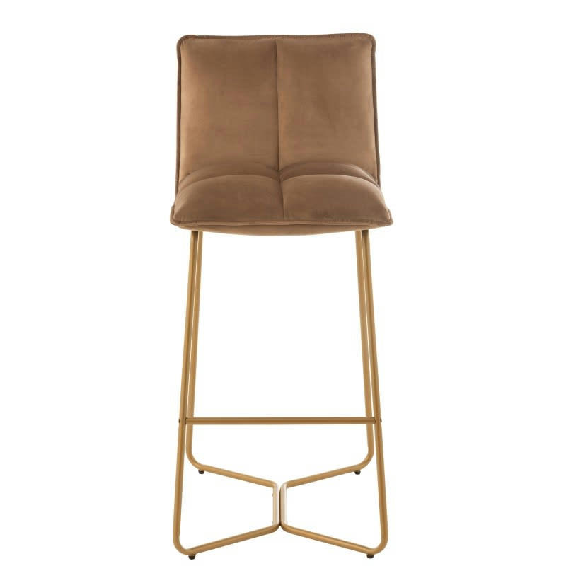 PIERRE - Chaise de bar en pierre métal/textile marron