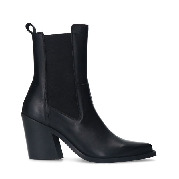Zwarte leren chelsea boots met hak