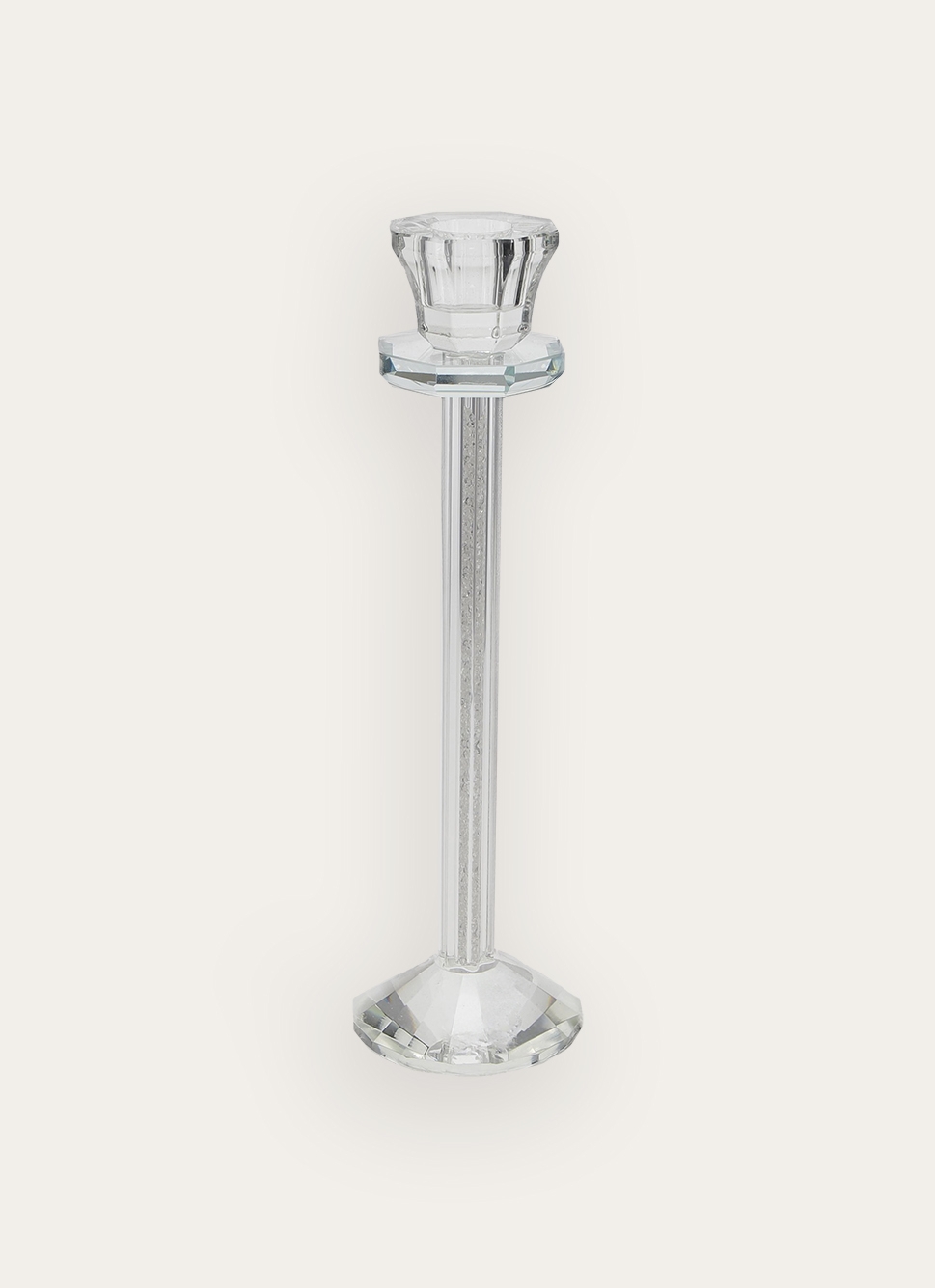 GRAND BOUGEOIR EN VERRE TRAVAILLÉ AVEC CRISTAUX TRANSPARENT