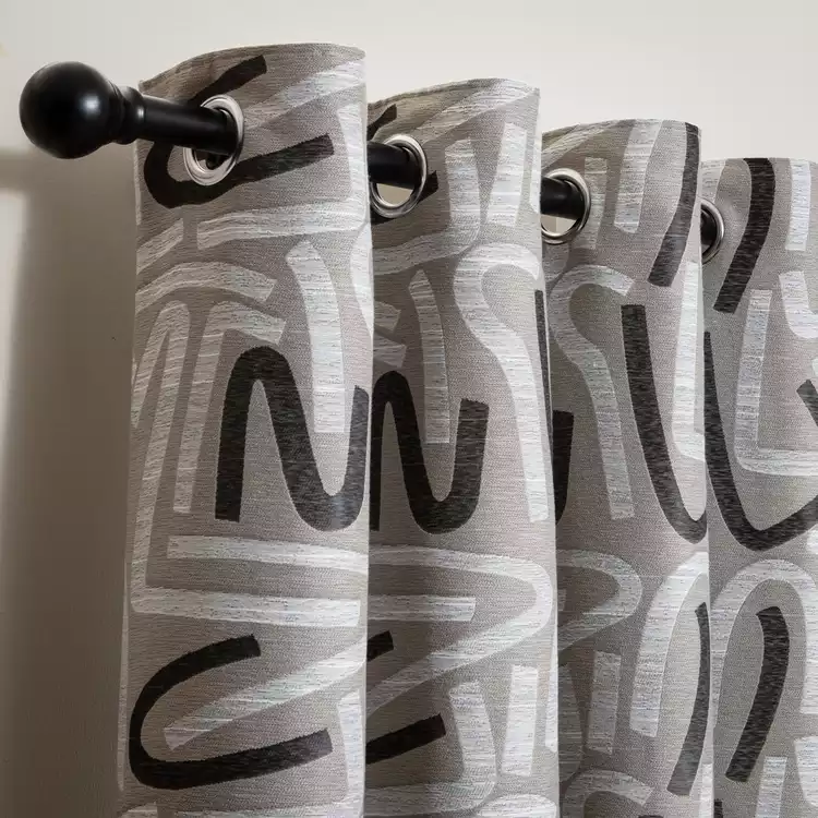 Habitat Abstract Jacquard Curtains - Natural - 117x137cm