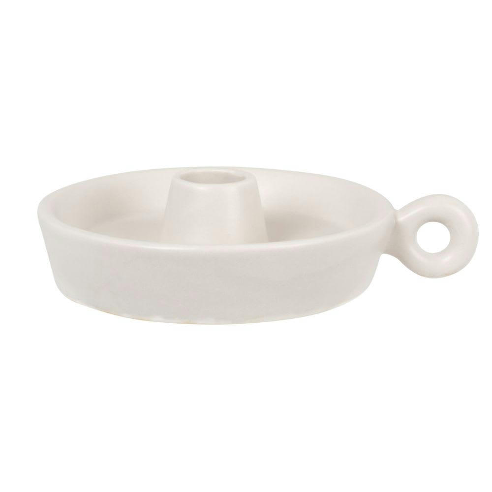 IZAN - Bougeoir en porcelaine écrue