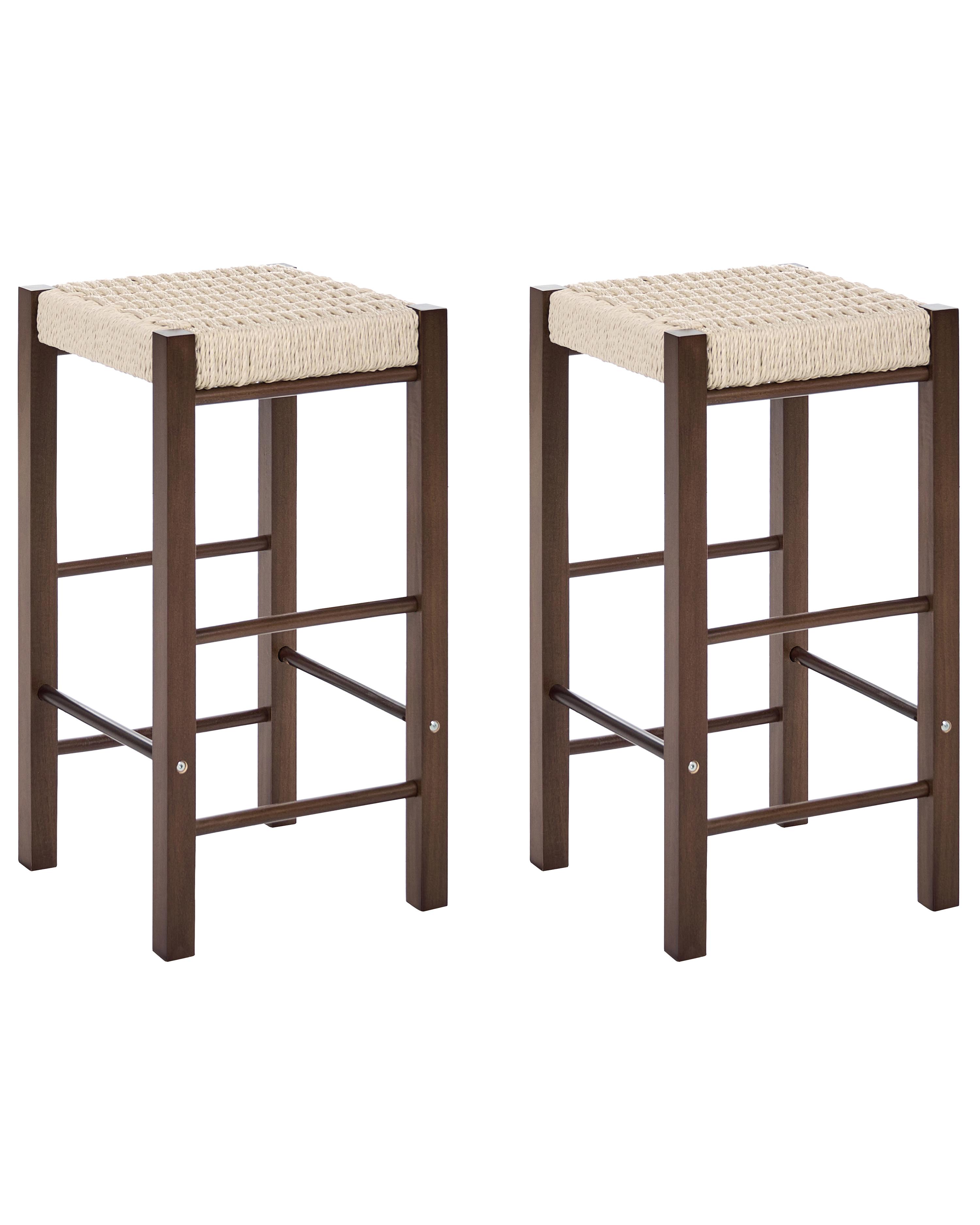 Set of 2 Bar Stools EMBRUN Wood Dark Brown