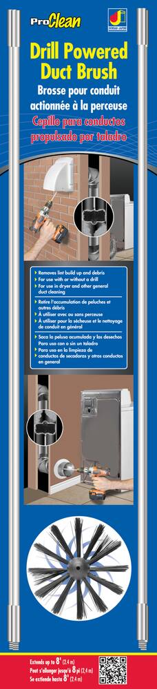 Dundas Jafine PCPBZW ProClean Flexible Drill Powered Duct Brush, 8-ft