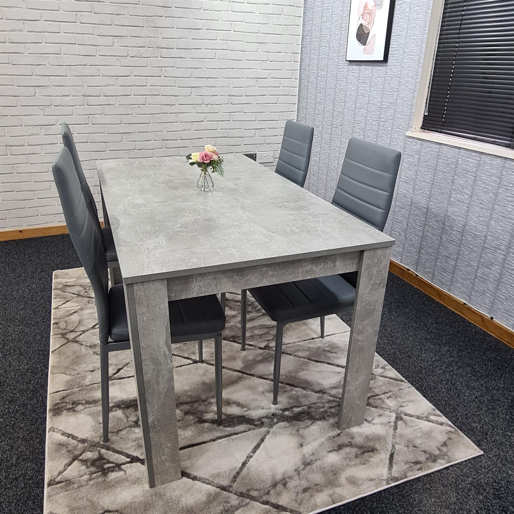 KOSY KOALA KOSY KOALA Dining Table and 4 Chairs Set - Stone Grey Effect Table with 4 Grey Chairs Dining Set