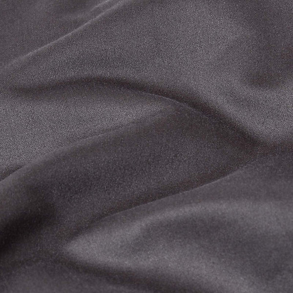 Drap plat en satin de coton égyptien 1000 fils gris foncé, 180x290 cm - HOMESCAPES
