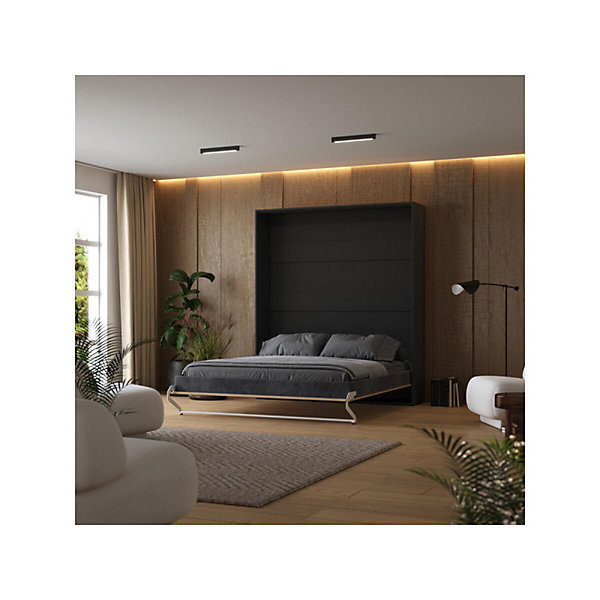 Lit escamotable 160x200cm Vertikal M1 Lit Mural Antrachite-Chene Kaiserberg