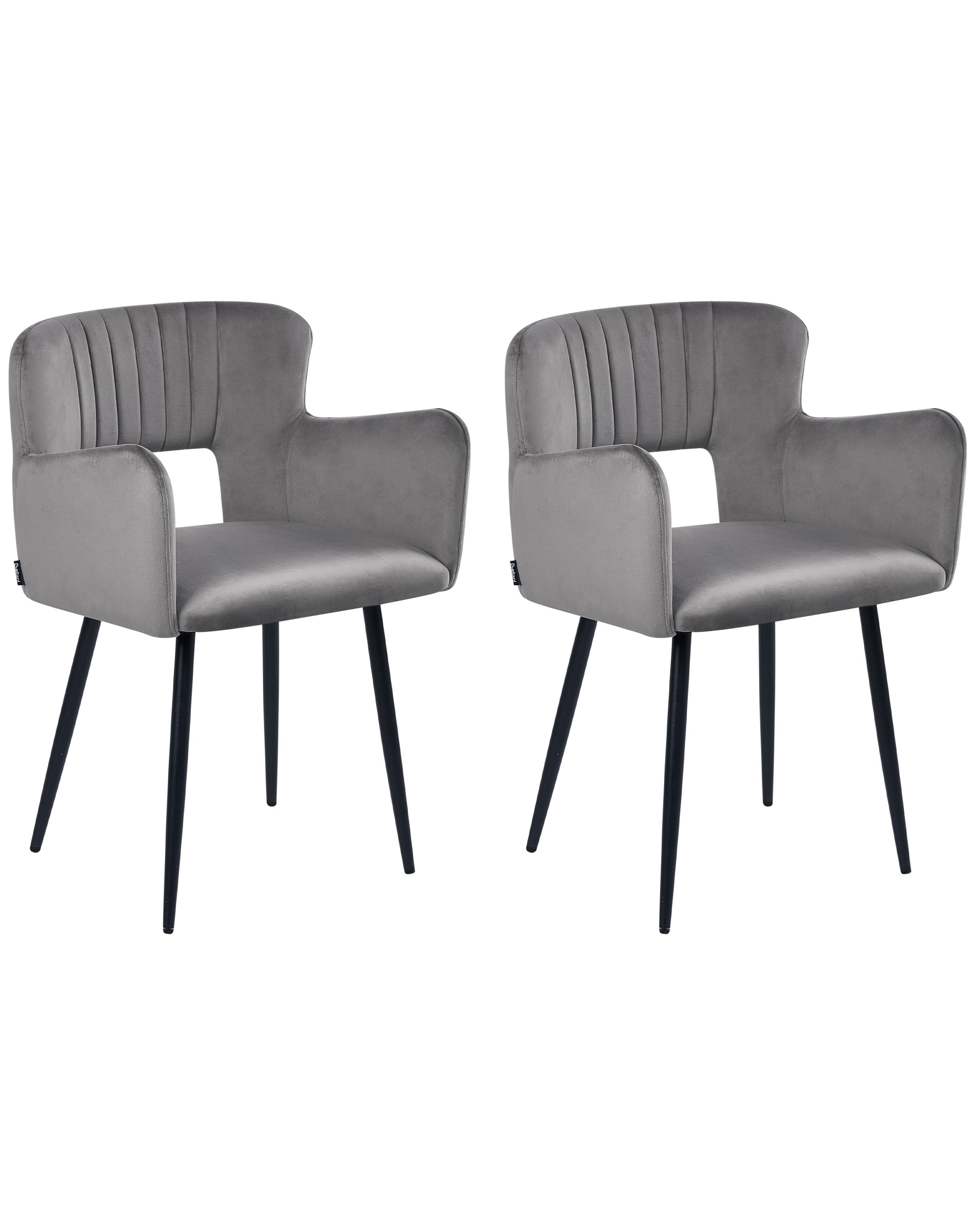 Set of 2 Dining Chairs SANILAC Velvet Grey