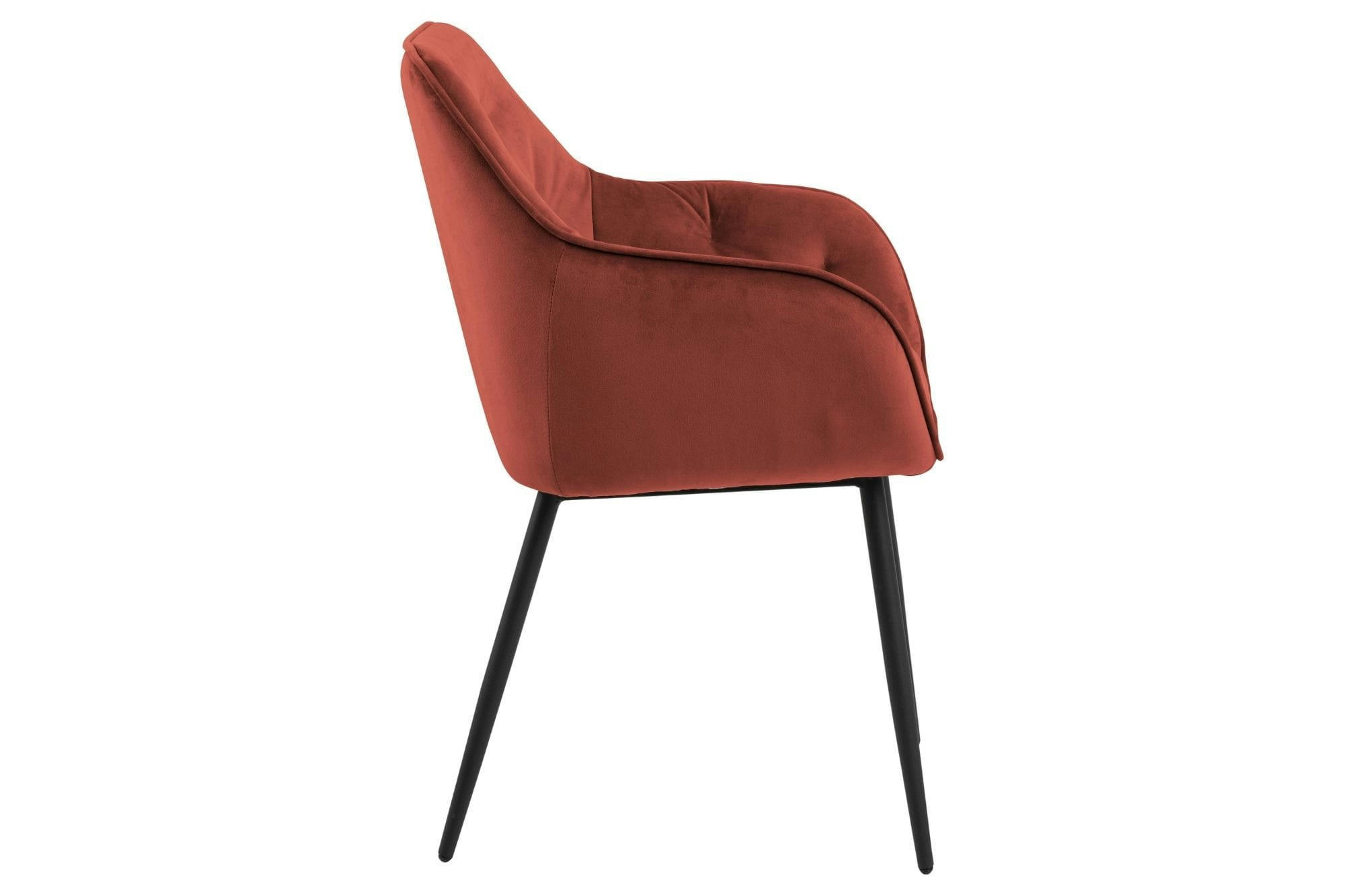 TERI - Lot de 2 fauteuil de salle à manger en velours et métal
